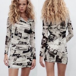 ZARA Viral newsprint dress.